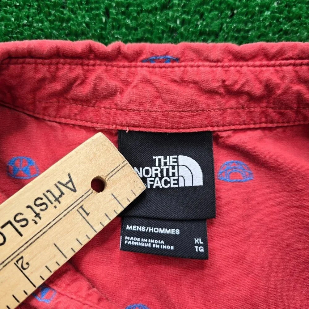 The North Face Shirt Mens XL Red Button Up Short Sleeve Hiking Summer‎ Casual